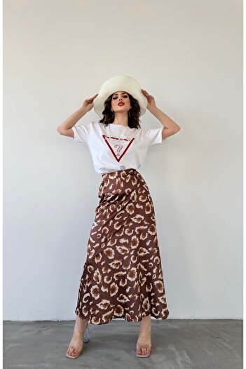 Fiori Luxury Quality Maxi Length Long Satin Skirt with Elastic Waist