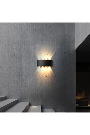 Cata 15 W İki Yönlü Led Duvar Aplik - Gün Işığı (3000K)  - Siyah - IP44 - CT-8013G