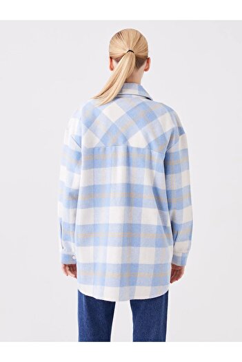 LC Waikiki LCW Modest Картатий довгий рукав Oversize жіночий сорочка-куртка