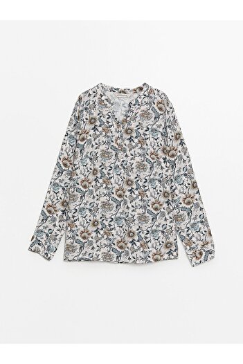 LC Waikiki LCW - Women's Long Sleeve Blouse with Leak Collar and Floral Print