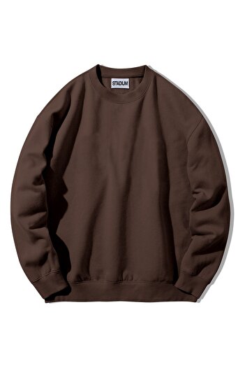 Stadium Unisex Καφέ Basic Απλό φούτερ με λαιμόκοψη