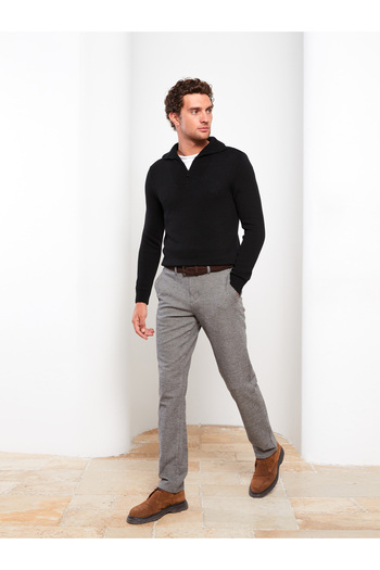 LC Waikiki Men's Knitwear Sweater - Stand Collar, Long Sleeve