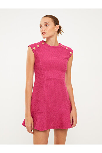 LC Waikiki Women's Crew Neck Button Detail Sleeveless Dress