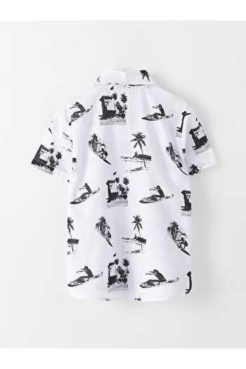LC Waikiki Poplin Boy's Shirt - Patterned and Short Sleeve