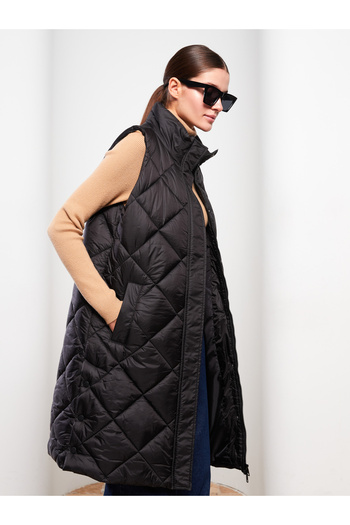 LC Waikiki Quilted Patterned Stand Collar Women's Puffer Vest