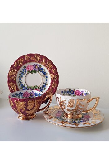 BY.RAYKA PORSELEN El Dekor Suliman Hand Painted Double Cup Set