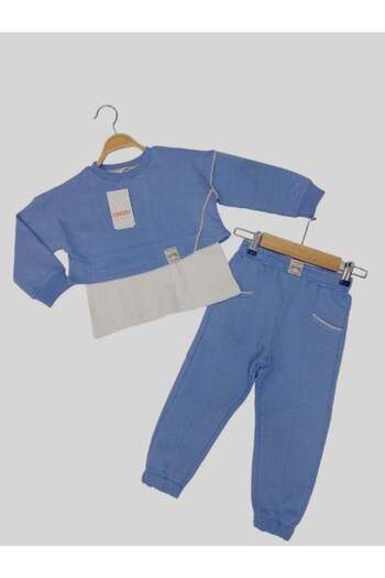 Çikoby Girl's Triple Cotton Lilac Tracksuit Set