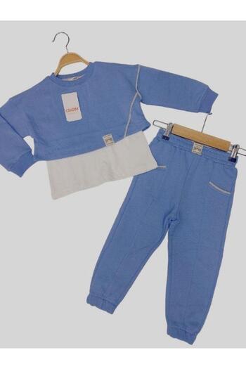 Çikoby Girl's Triple Cotton Lilac Tracksuit Set