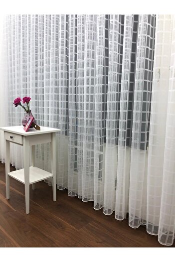 elision home Sports Pattern Checkered Tulle Curtain, 550x260, Normal Pleat, 1/2.5