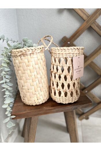 afralya home Multi-Purpose Basket 2-Piece Basket Hanger Basket Decorative Wicker Basket / Wall Decoration Tall Flower Pot Flower Holder