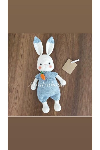 afralya home Büyük Tavşan Uyku Arkadaşı Amigurumi Organik Oyuncak 25 Cm