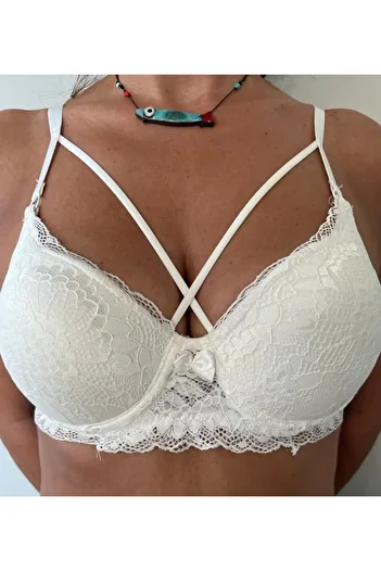 Solemia Lace Detailed, Cross Accessory, Push-up Bra - Panty Set