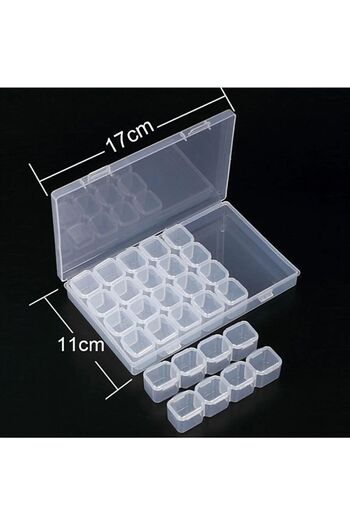 uniquehobby 2 Pieces 28 Compartments Mini Bead Apparatus Miyuki Bead Hobby Transparent Box