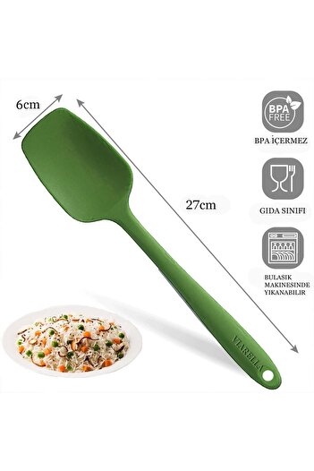 viarella 2-Piece Green Silicone and Spatula Set - Heat Resistant, Fireproof and Scratch Proof 27cm