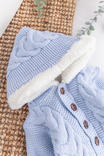 Babymod Knitwear Knitted Welsoft Lined Hooded Winter Baby Rompers