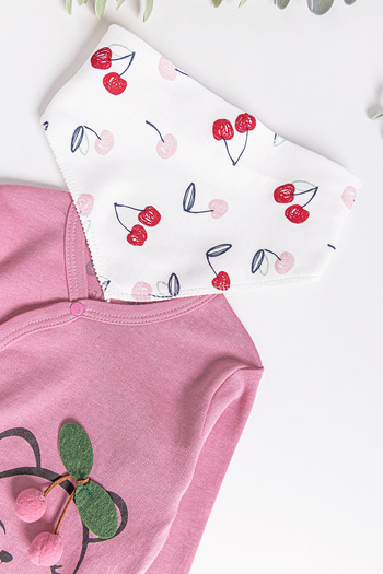 Babymod Cherry Patterned 2-Piece Long Sleeve Baby Girl Jumpsuit Set