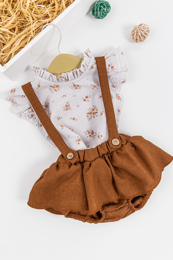 Babymod Floral Patterned Shirt Baby Girl Salopet Dress Set