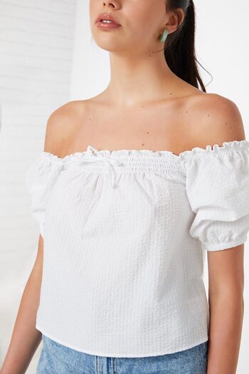 Ardene Cotton Short-Sleeve Peasant Top