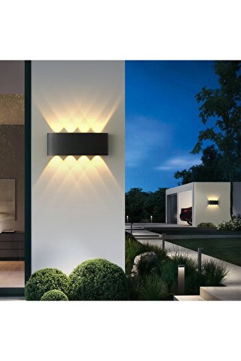 Cata 15 W İki Yönlü Led Duvar Aplik - Gün Işığı (3000K)  - Siyah - IP44 - CT-8013G