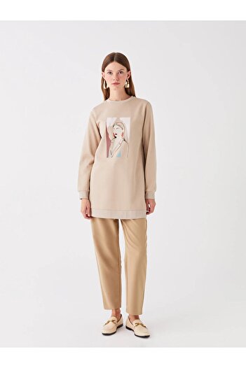 LC Waikiki LCWAIKIKI - Crew Neck Printed Long Sleeve Women's Sweatshirt Tunic