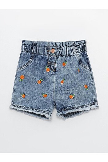 LC Waikiki LCW baby Elastic Waist Embroidered Baby Girl Jean Shorts Skirt