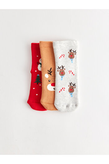 LC Waikiki New Year's Themed 3-Piece Sock Set for Baby Boy