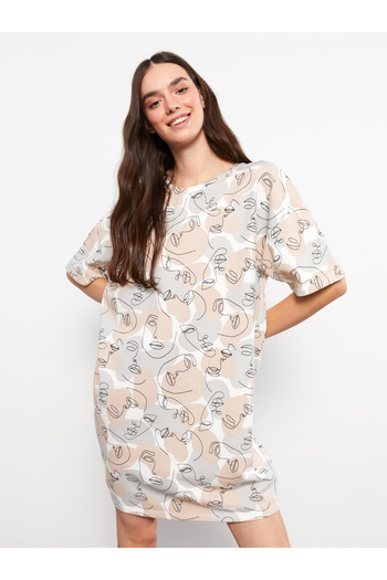 LC Waikiki Patterned Crew Neck Short Sleeve Women's Dress