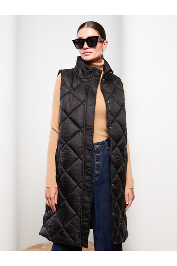 LC Waikiki Quilted Patterned Stand Collar Women's Puffer Vest