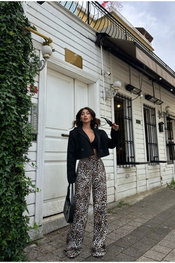 Friday Mood Leopard Patterned Satin Women's Trousers