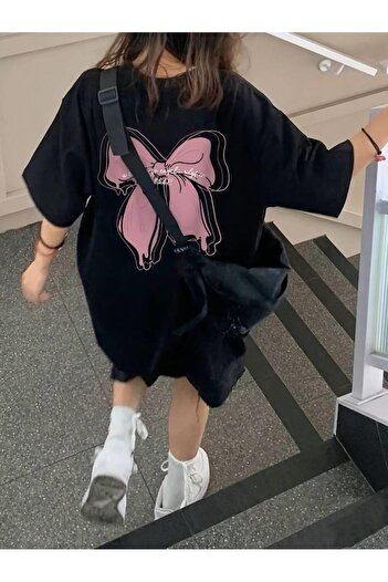 Touz Moda Κορδέλα Oversize T-shirt - Πίσω στάμπα