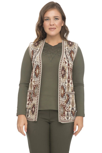 Mutlu City Ethnic Patterned Mother Vest - Classic Knitwear, Kilim Knit 1052