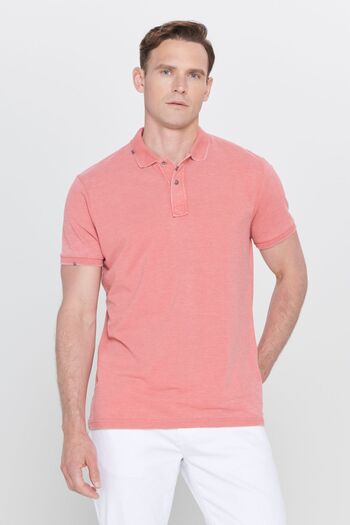 ALTINYILDIZ CLASSICS Men's Tile Slim Fit Slim Fit Cotton Embroidery Detailed Polo Collar T-Shirt