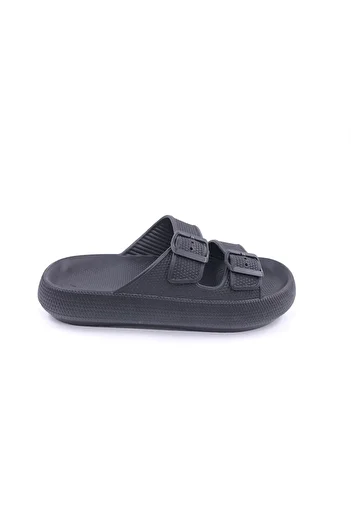 Apella Παντόφλες Eva με διπλή πόρπη μαύρες Unisex