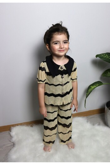 GÜL Baby Set Tricotat Maneca Scurta pentru Fata - Set BOTTOM TOP