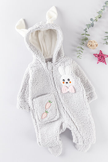 Babymod Rabbit Figured Lamb Welsoft Baby Girl Jumpsuit