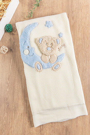 Babymod Girl/Boy Welsoft Lined Baby Blanket with Teddy Bear Figure
