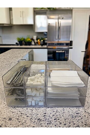Bayev 18 Pieces Transparent Dowry Organizer Box - Spoon and Drawer Storage Organizer
