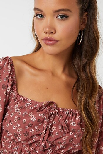 Ardene Daisy Floral Long Sleeve Milkmaid Top