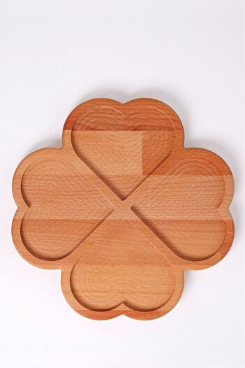 Forducts Natural Wooden 4-compartment Heart Snack Bowl and Tray