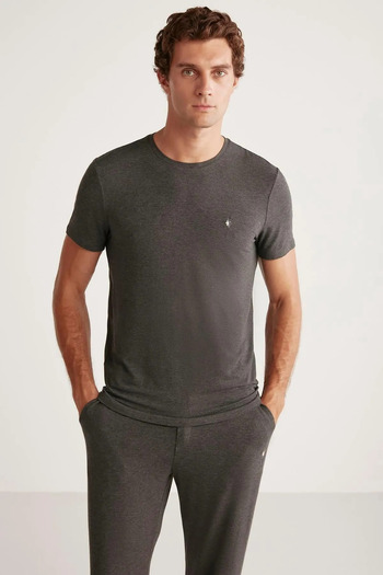 First Touch Men's Short Sleeve Soft Textured First Touch Pajamas Set
