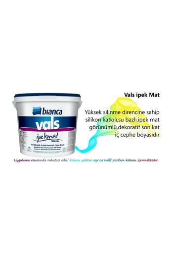 Bianca Vals İpekmat Silikonlu Silinebilir Duvar Boyası - Parfümlü 2.5 Lt