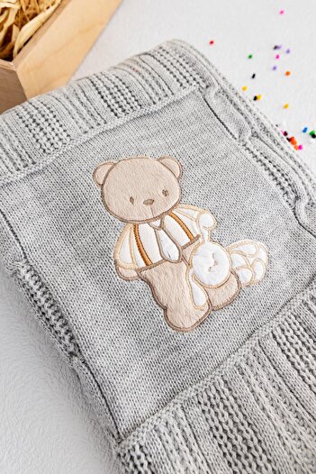 Babymod Teddy Bear Figured Knitwear Baby Blanket