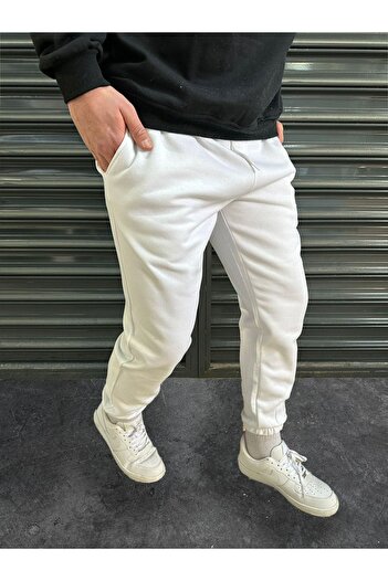 Stadium Ανδρικό παντελόνι Jogger White Oversize με ελαστικό πόδι