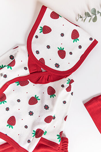 Babymod Strawberry Printed 5 Piece Baby Girl Hospital Outlet Baby Set