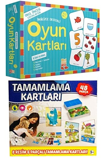 Nesil Yayınları Preschool Matching Game Cards 4 Game Pieces + Picture Completion Cards 48 Pieces