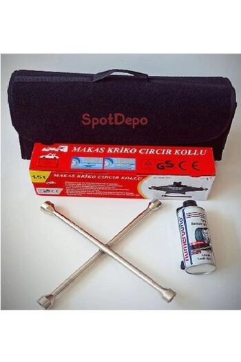 Redno Oto Araç Stepne Seti-lastik Kiti-kriko-bijon Anahtarı-çanta-lastik Spreyi Set