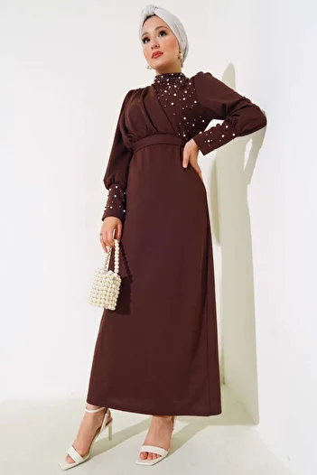 VOLT CLOTHİNG Φόρεμα Hijab Διακοσμημένο με Πέρλες για Ειδικές Περιστάσεις