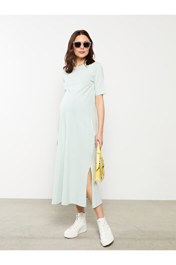 LC Waikiki Cotton Maternity Dress - Crew Neck, Short Sleeve