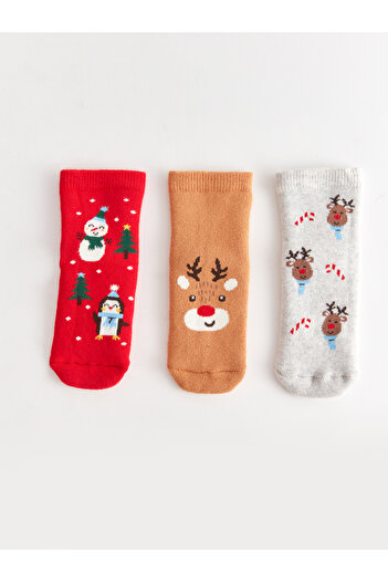 LC Waikiki New Year's Themed 3-Piece Sock Set for Baby Boy