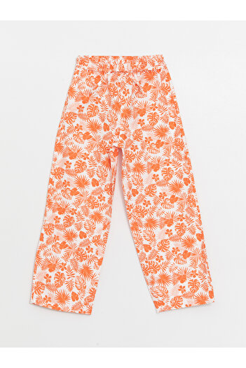 LC Waikiki Flower Patterned Elastic Waist Trousers for Girls